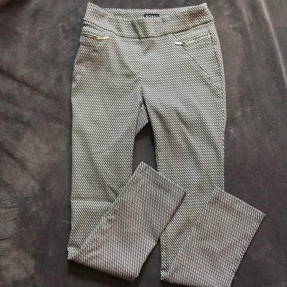 Black&white skinny stretch pants